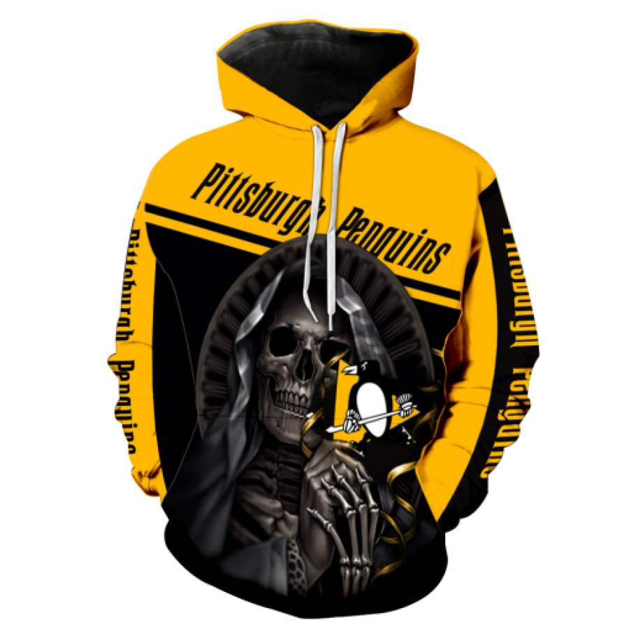 Men / Women Pittsburgh Penguins New Design 3D Skull Hoodie, Pittsburgh Penguins Apparel