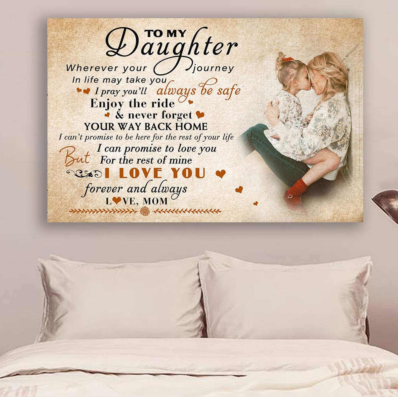 Poster for Room Aesthetic -Command Strips Wall Decor – Hn210 Family Poster – Mom to Daughter – Wherever Your Journey in Life