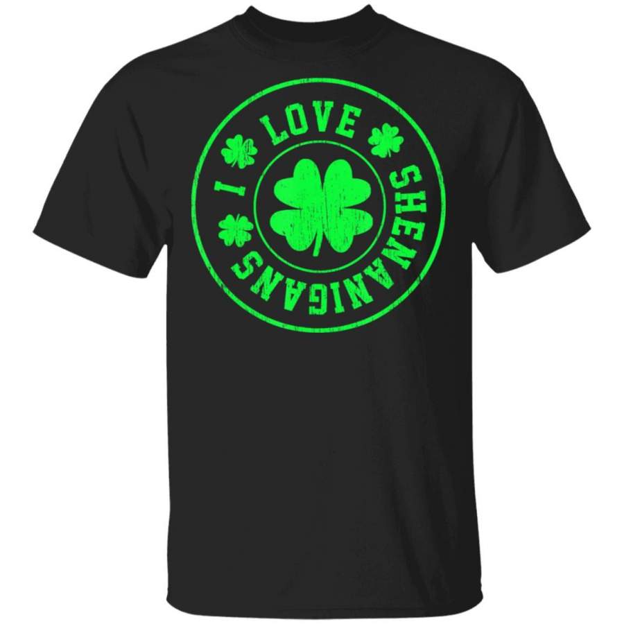 Vintage I love shenanigans cute shamrock for st patricks day T Shirt Saint Paddys Patricks Tshirt Lucky Shirts Drink Green Beer Irish Gifts Funny Tee