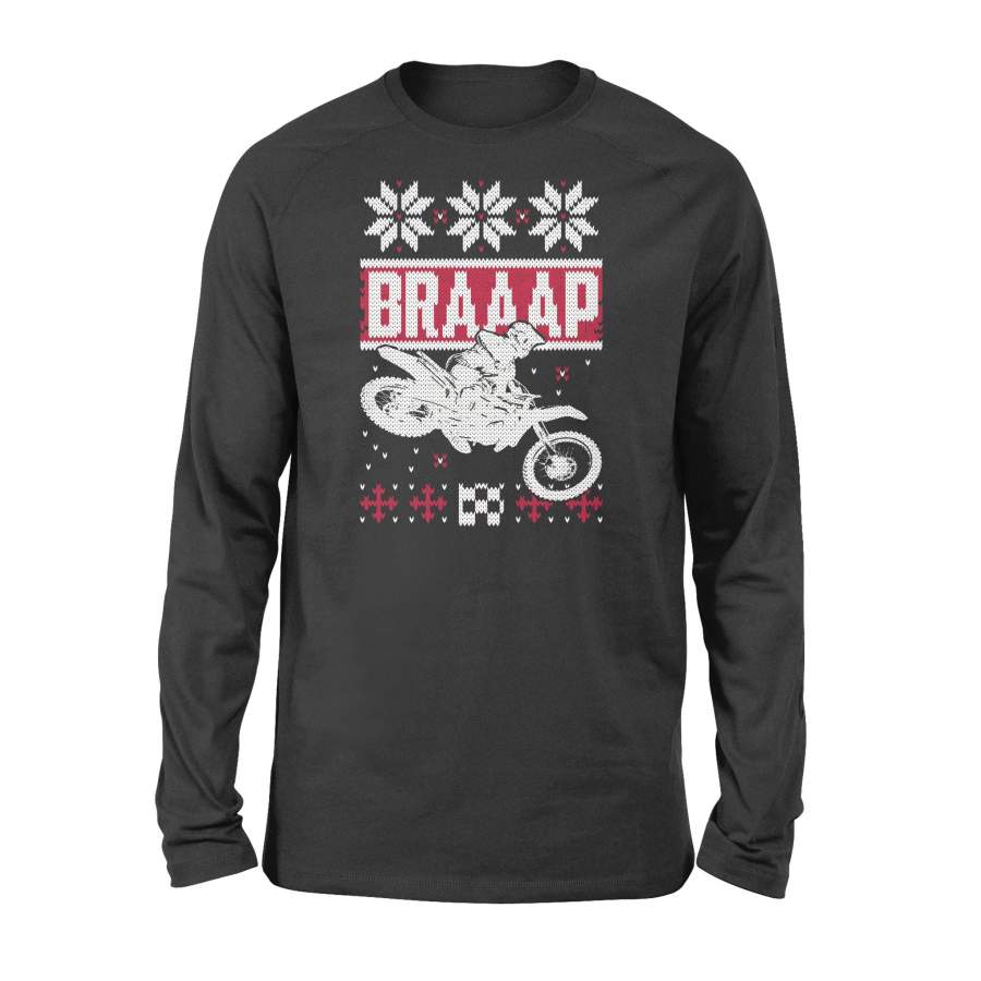 Braaap Ugly Christmas sweater pattern Long sleeve shirts Motocross Dirt Bike - funny Christmas Shirts best Birthday, Christmas gift ideas for Bikers - IPHW194