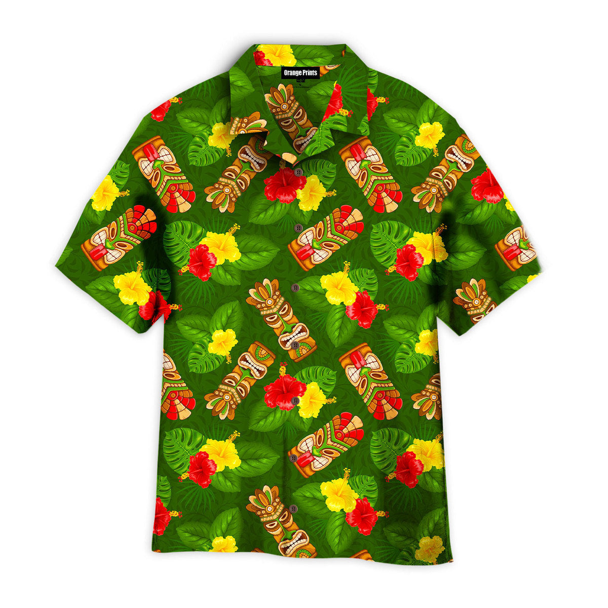 Tiki Mask Hibiscus Flowers Tropical Summer On Paradise Beach Aloha Hawaiian Shirts For Men And Women | Wt6742