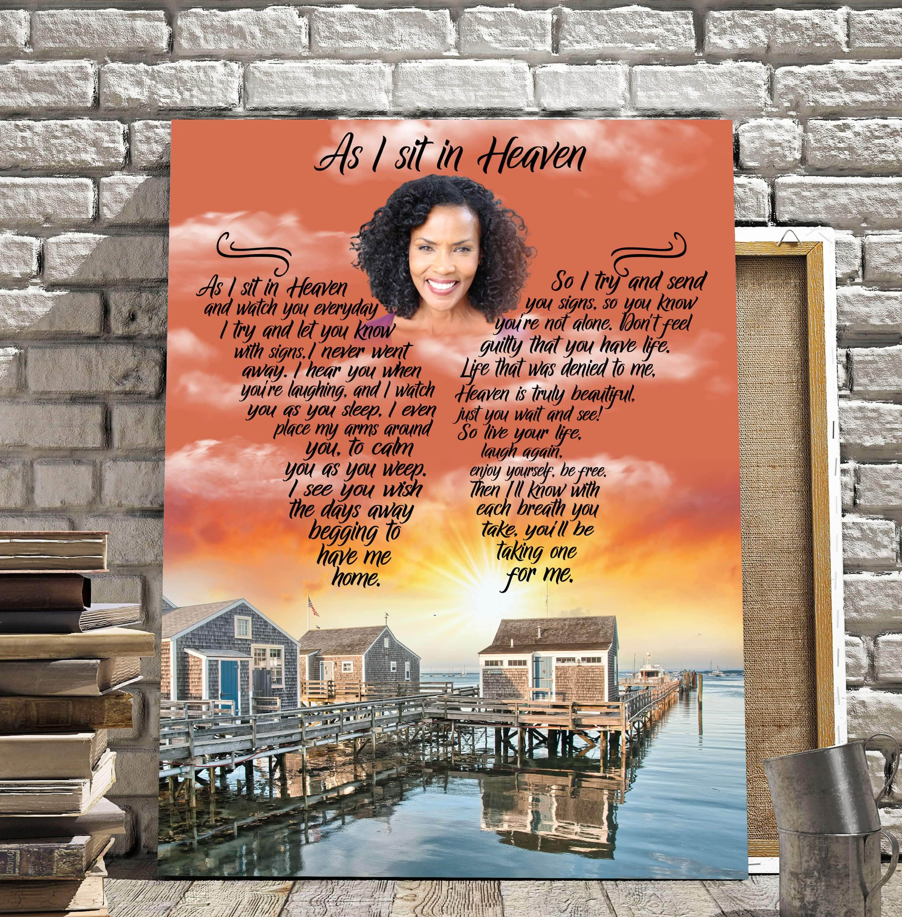 As I Sit In Heaven Southern Exposure Background, Personalized Photo Memorial Poster Canvas, Gift For Family Gift for Remembrance Home Decor Wall Art Visual Art