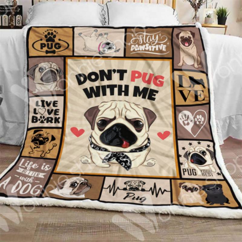 Pug Dog Sherpa Blanket OCT3102 68O39