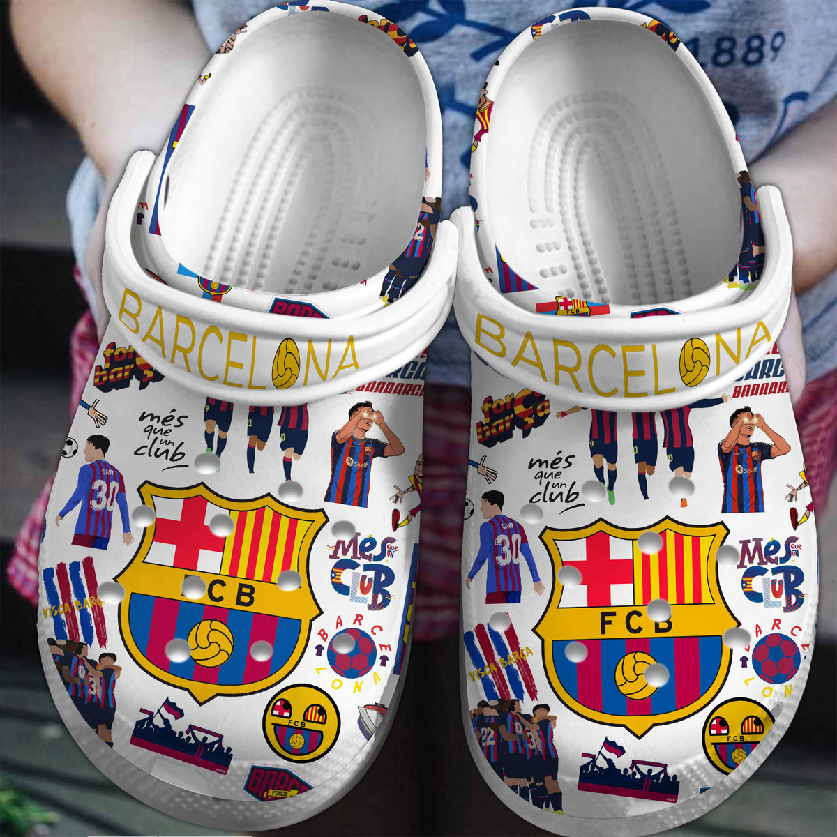 Barcelona La Liga Sport Crocs Crocband Clogs Shoes Comfortable For Men Women and Kids