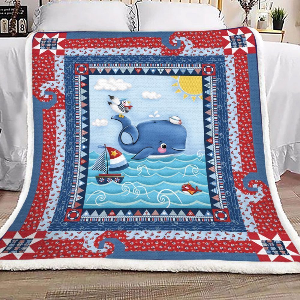 Whale And Wave Fleece Blanket All Over Prints