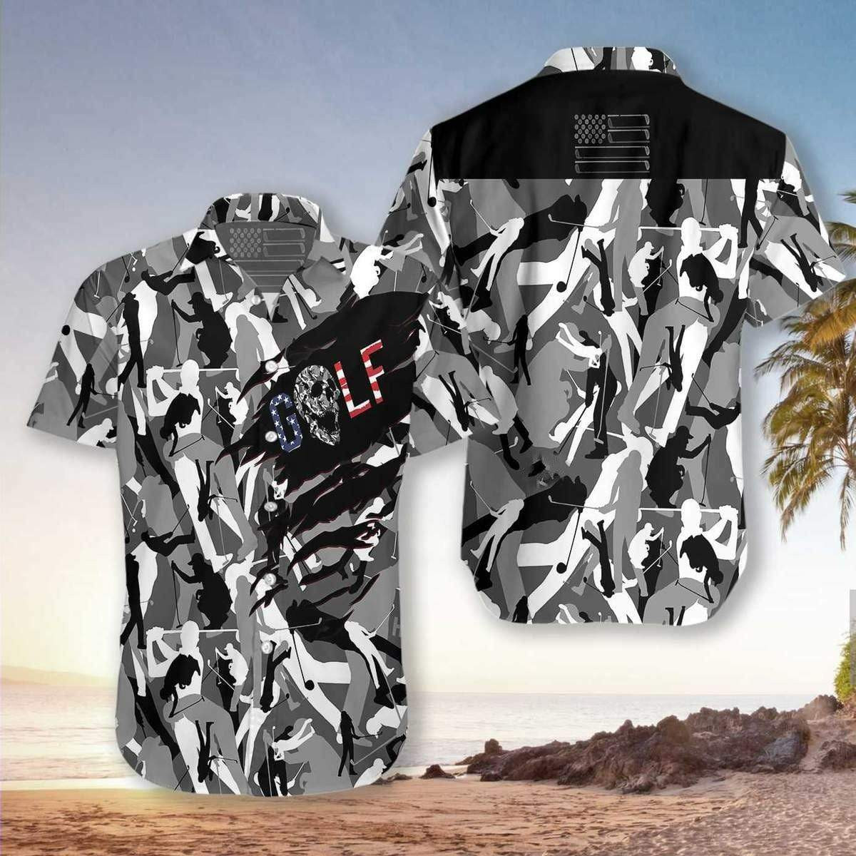 Golf Skull Camouflage Hawaii Shirt Unisex Adult Ha17829