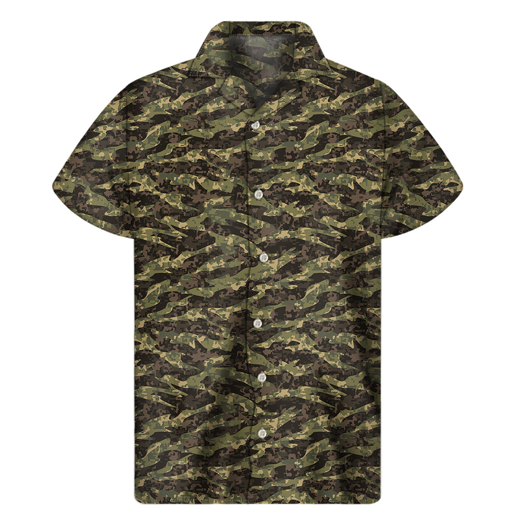 Tiger Stripe Camouflage Pattern Print Men’S Short Sleeve Shirt