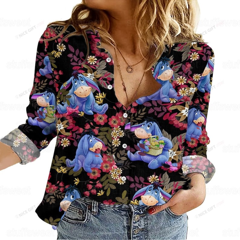 Winnie The Pooh Eeyore Women Casual Shirt Wcs-C7E8