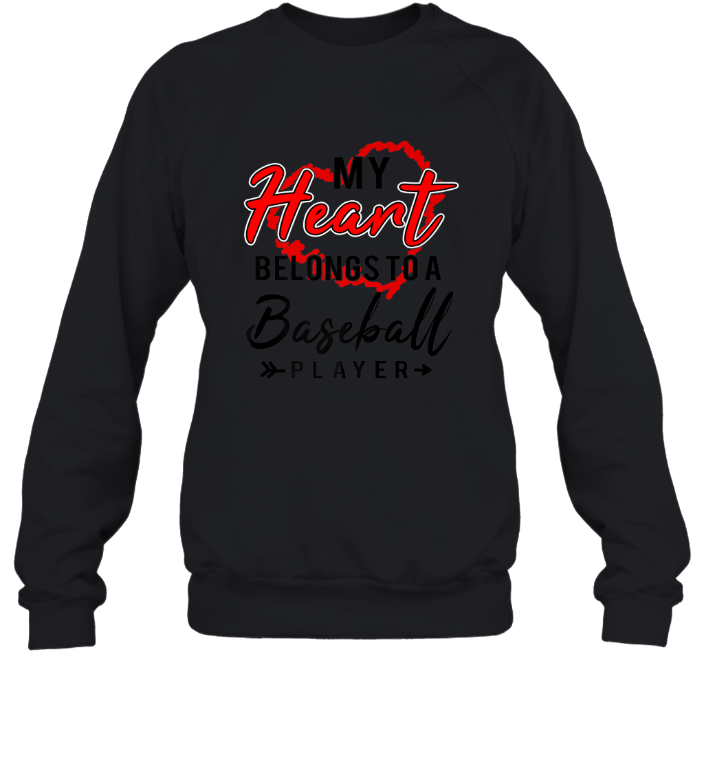 My Heart Belongs To A Baseball Player Valentines Day Gift Crewneck Sweatshirt