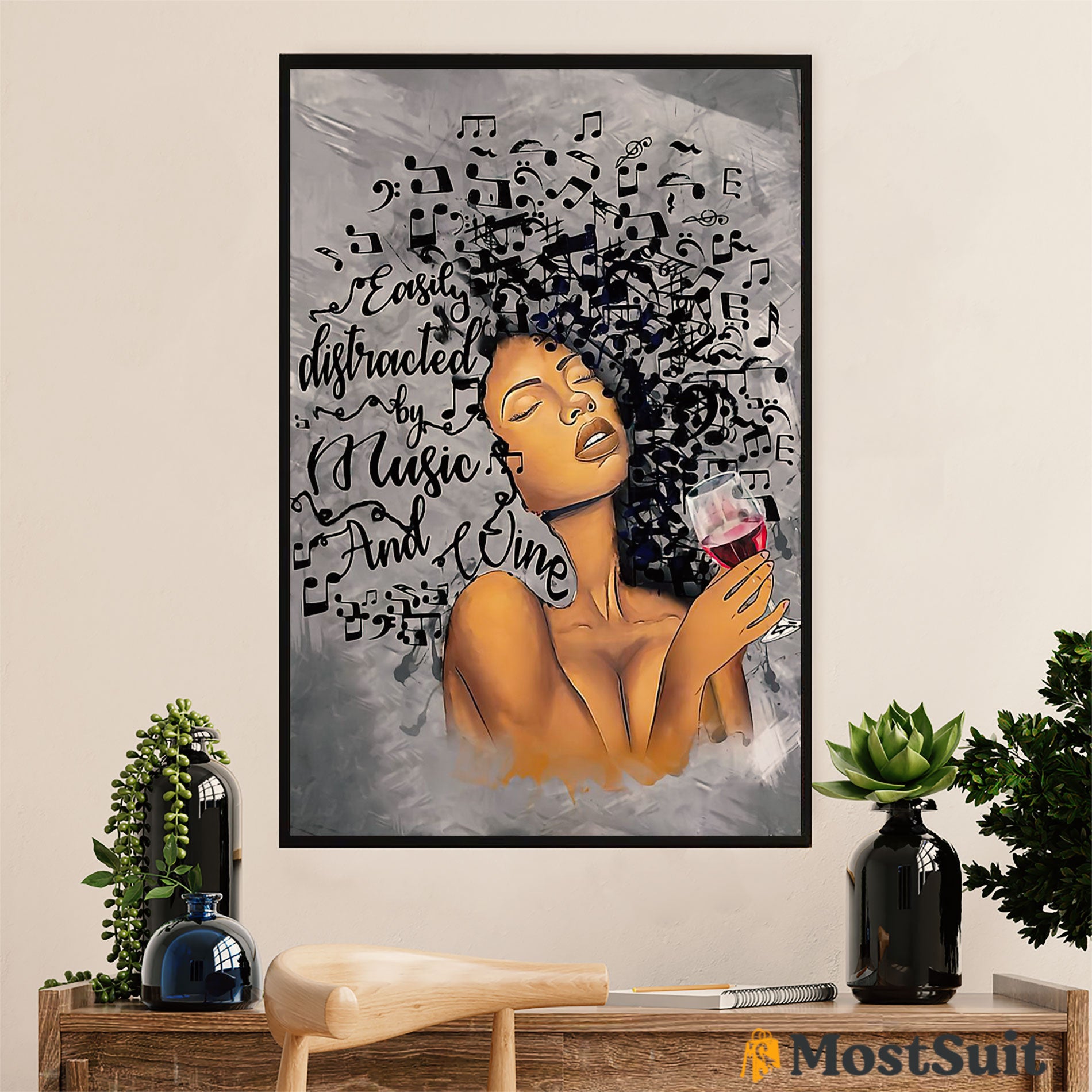 African American Afro Poster | Gift For Black Girl | Juneteenth Day Room Wall Art – Loves Music Wine