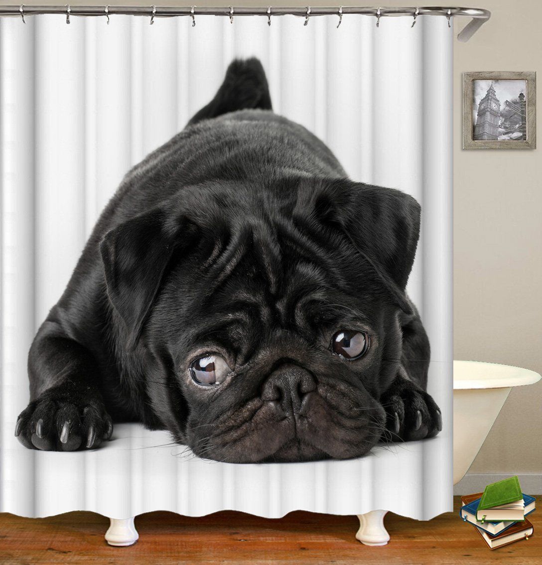 Bulldog Shower Curtains 3D Printed Design For Bathroom Home Decor