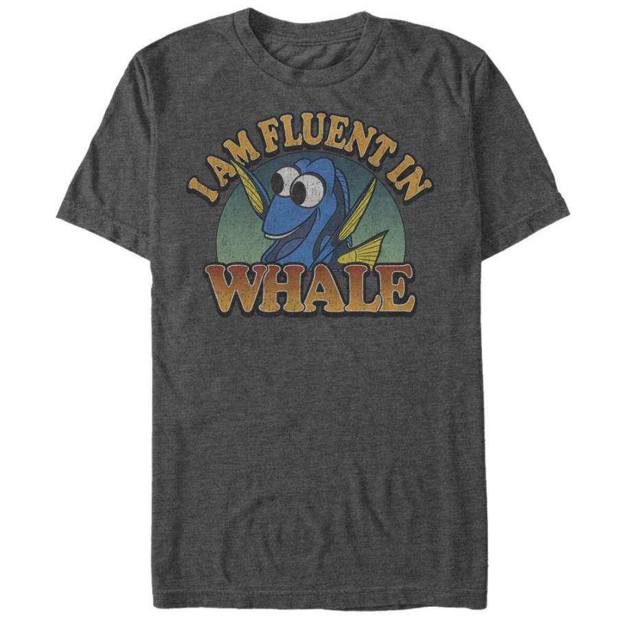 Finding Dory Men’s I am Fluent in Whale  T Shirt Charcoal Heather S