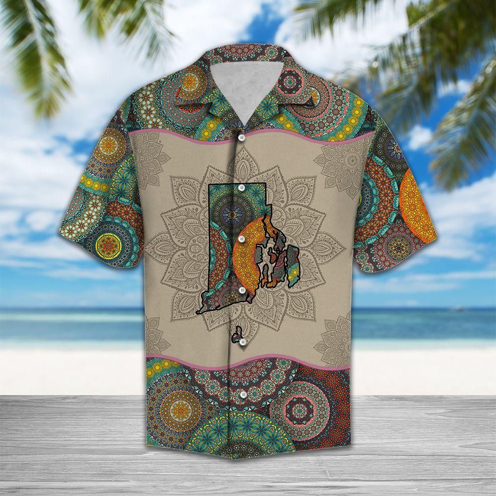 Awesome Rhode Island Mandala Aloha Hawaiian Shirt Colorful Short Sleeve Summer Beach Casual Shirt For Men And Women