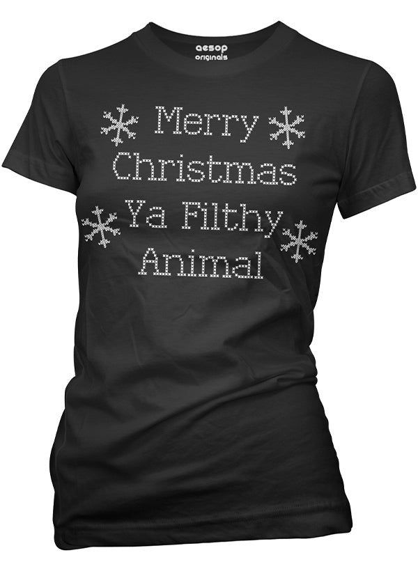 Women’S Merry Christmas Ya Filthy Animal Tee By Aesop Originals