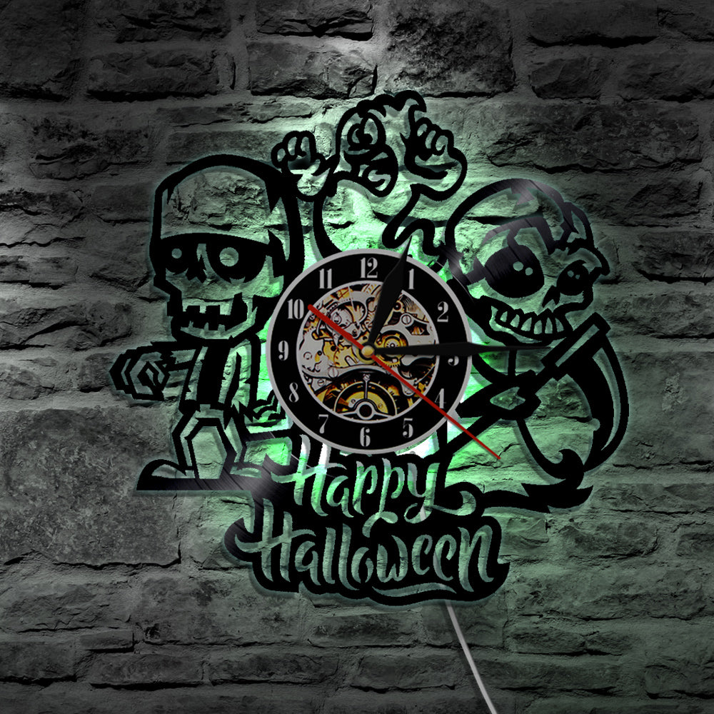 7 Color 3D Led Halloween Zombie Wall Clock