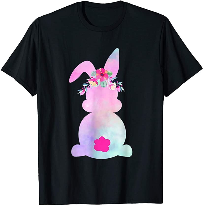 Mommy and Me Matching Tie-Dye Floral Bunny Rabbit Easter T-Shirt