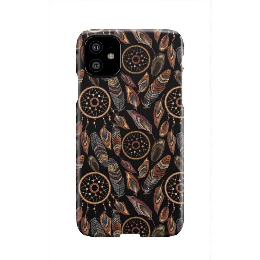 Brown Boho Peacock Dream Catcher Feather Pattern Print Iphone & Android Phone Cases
