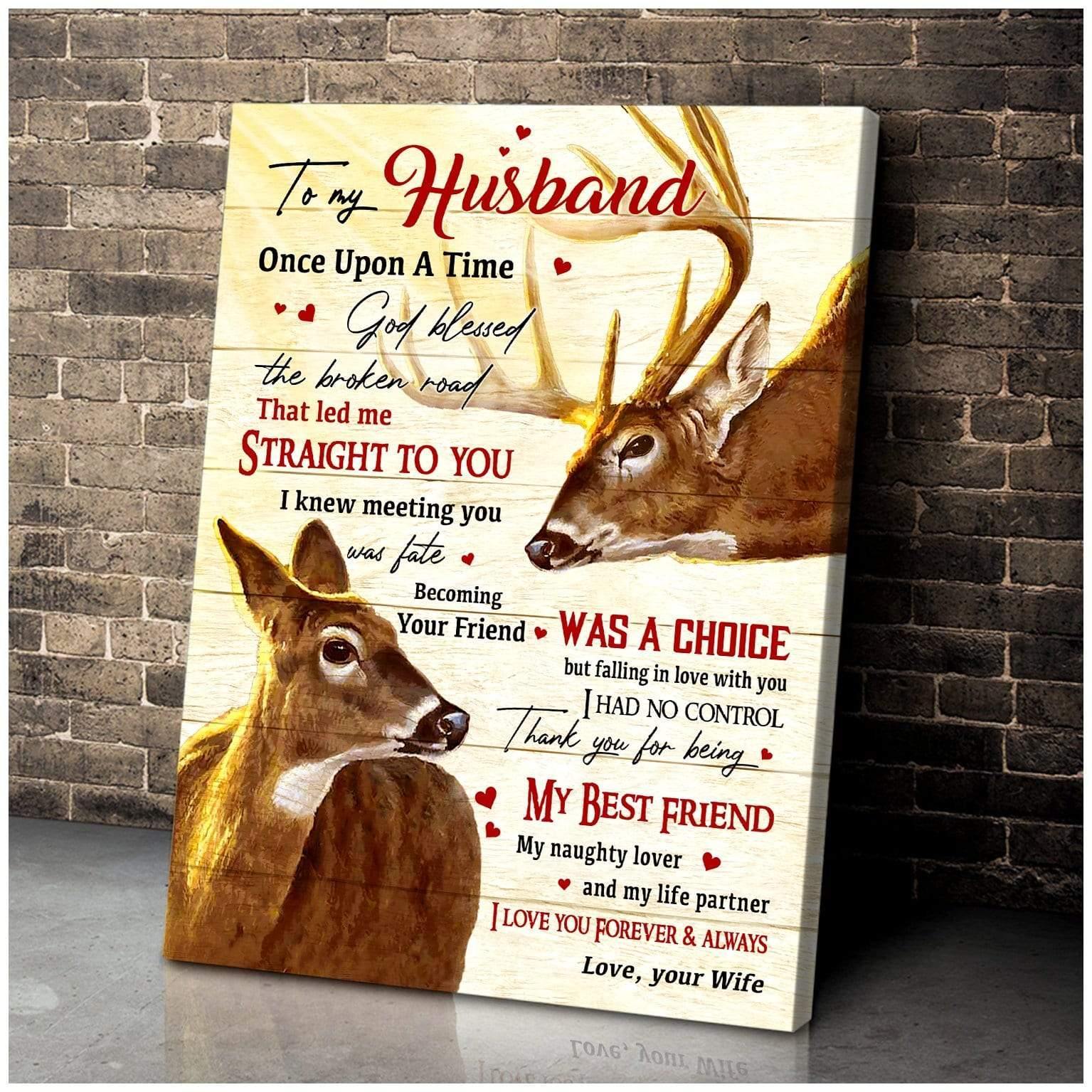 To My Husband Deer ( Buck & Doe ) Premium Wall Art Canvas