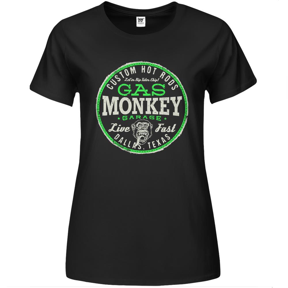 Gas Monkey Garage Live Fast Bright Green Badge Premium Womens T-Shirt