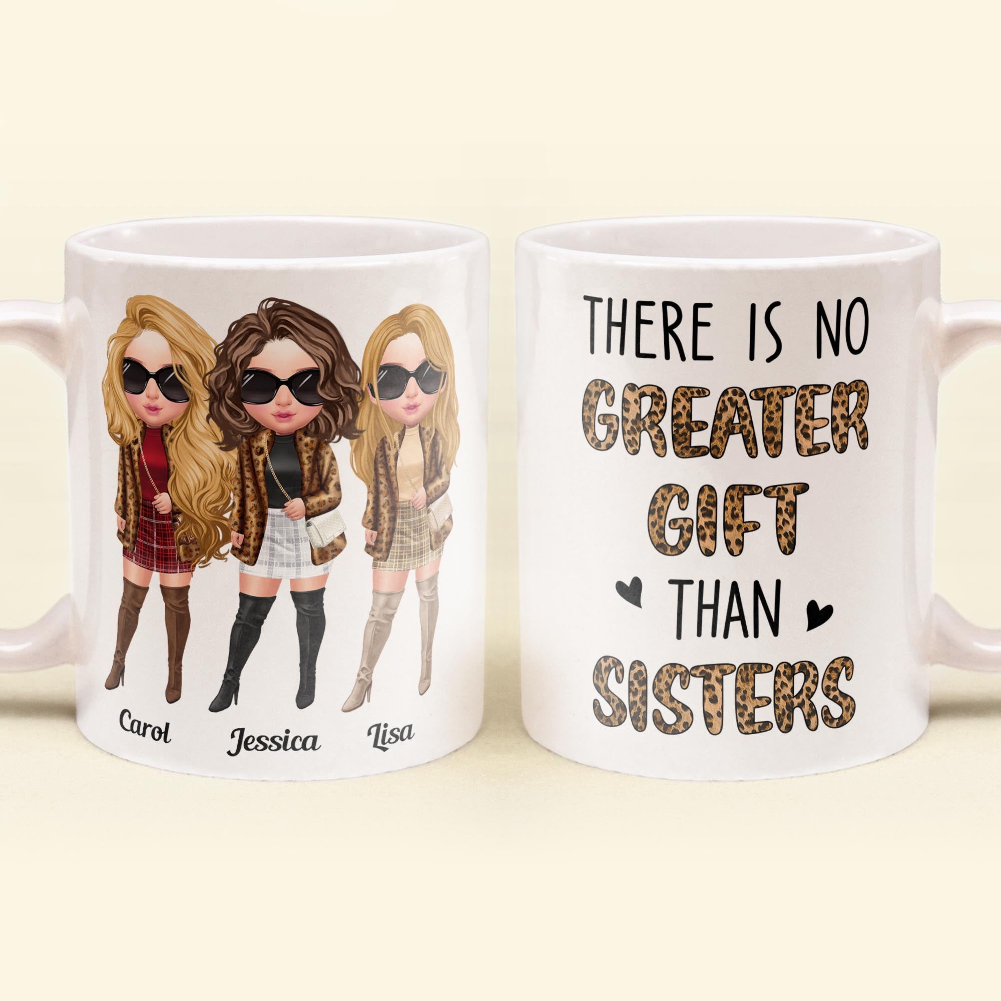 There Is No Greater Gift Than Sisters Leopard Version  – Personalized Mug – Birthday Gift For Sisters  – Fashion Girls