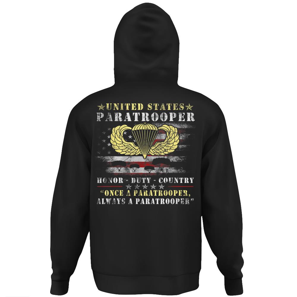 U.S Airborne Paratroopers Veteran Vintage Hoodie Print On Back