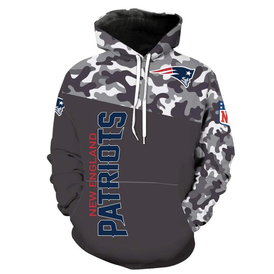 New England Patriots 3D Printed Hooded Pocket Pullover Hoodie