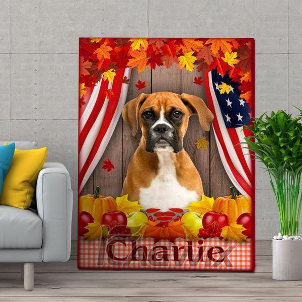 Custom Canvas Personalized Thanksgiving Boxer Wall Art For Christmas Gift – Matte Canvas