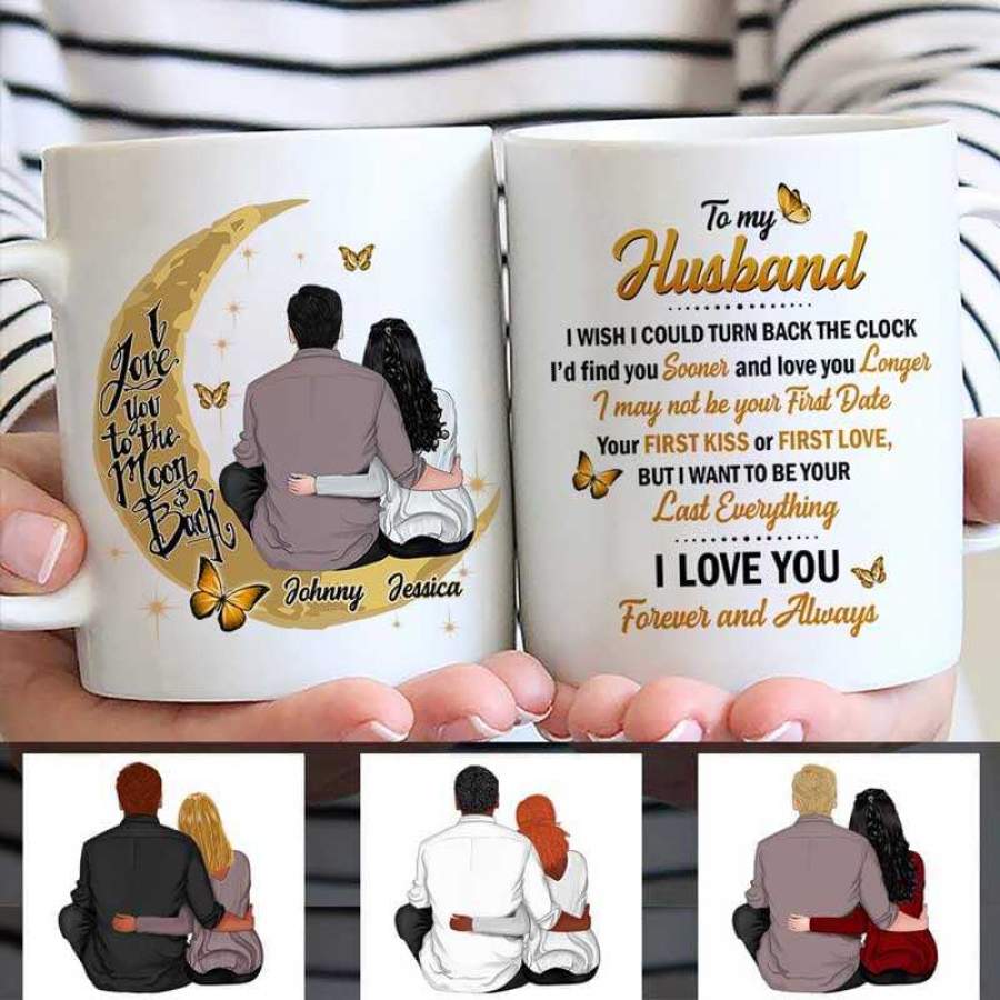 Couple Sitting Love You To The Moon And Back Personalized Mug