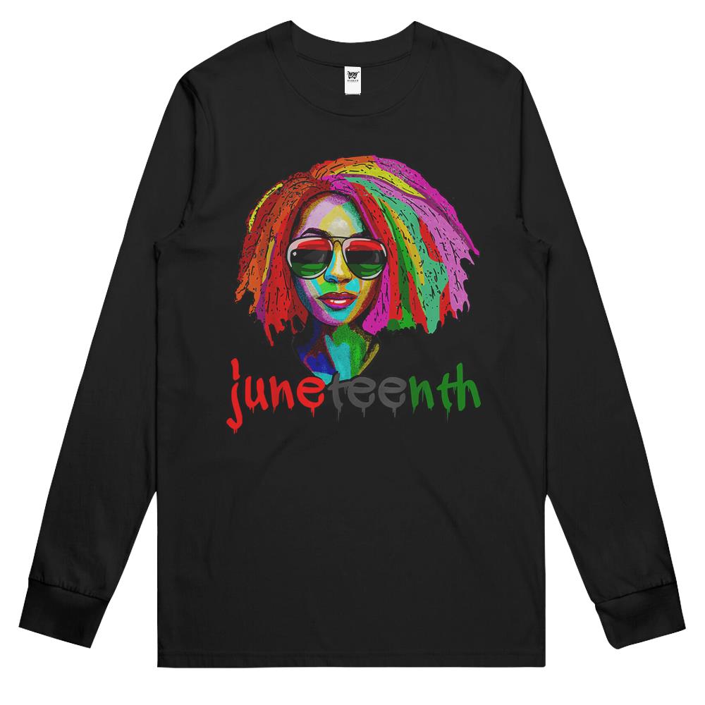 Juneteenth Shirt, Juneteenth Long Sleeve Long Sleeve T Shirtss, Juneteenth Tee Shirts, Black Queen Afro Unapologetically Dope – Melanin Girl Art Long Sleeve T Shirts