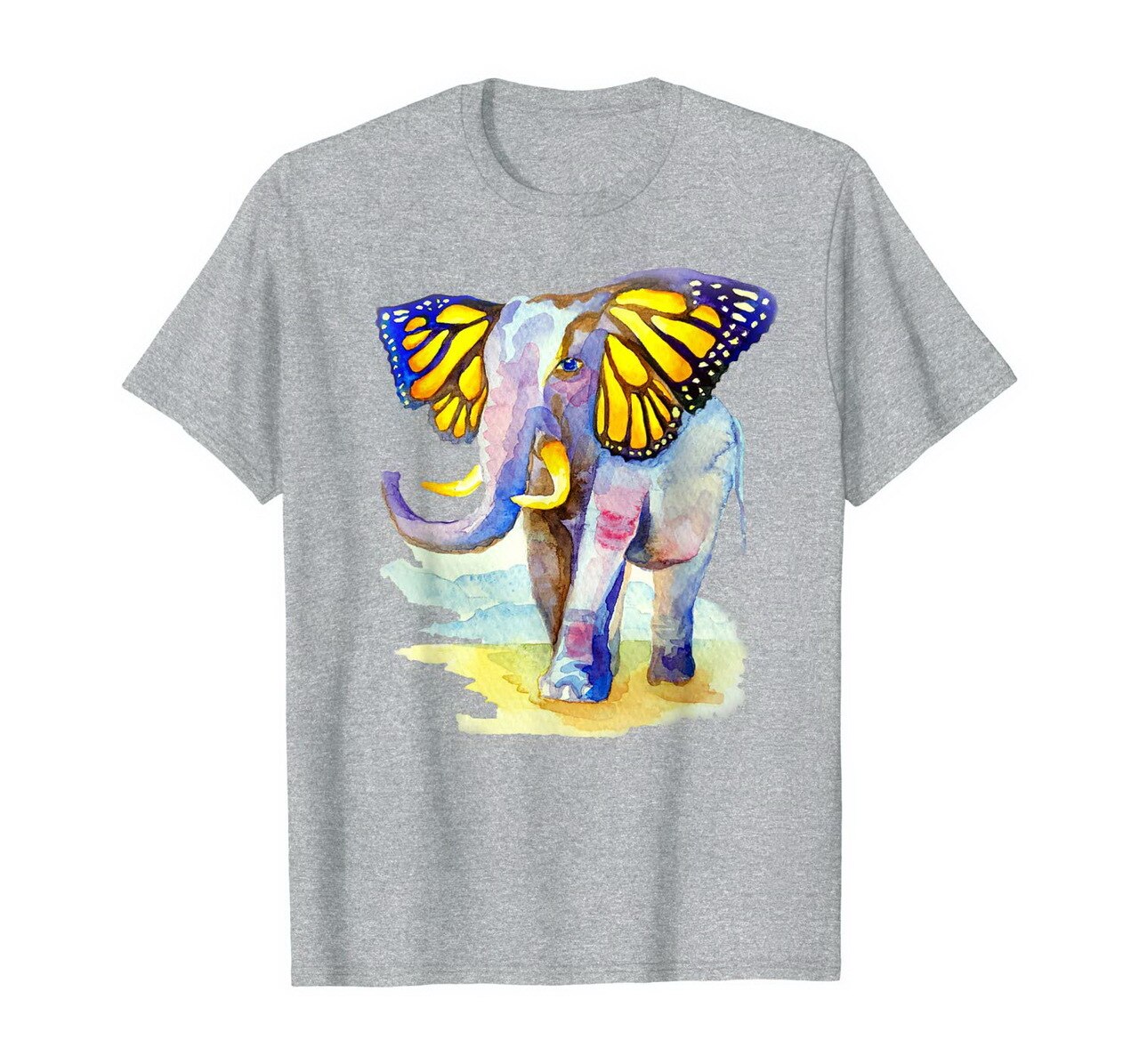 Elephant With Butterfly Wings Fantasy Watercolor T-Shirt New