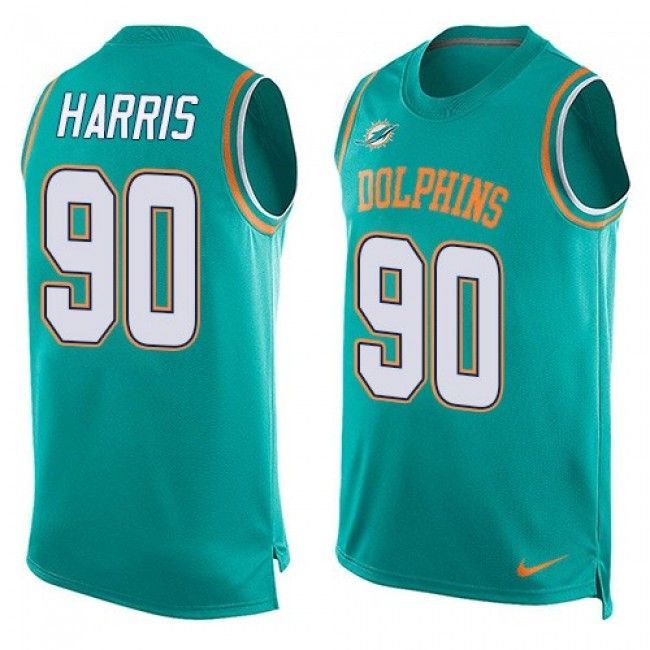 Dolphins #90 Charles Harris Aqua Green Team Color Tanktop Jersey For Fans