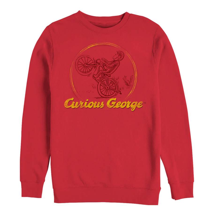 Curious George Men’s Wheelie Bike Monkey  Sweatshirt