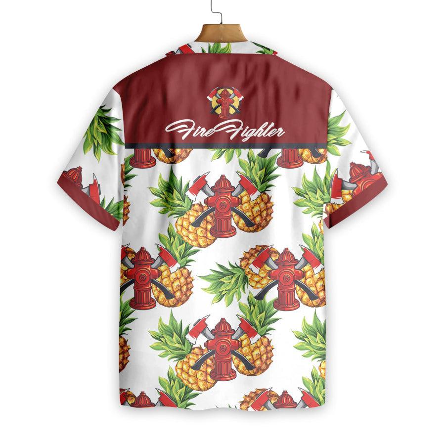 Firefighter Pineapple Seamless Pattern Hawaii Shirt For Men Women Ha88990