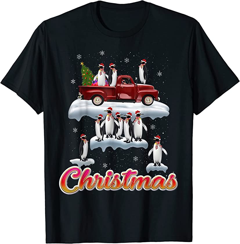 Merry Christmas Cute Truck Penguin Riding – Happy Christmas T-Shirt