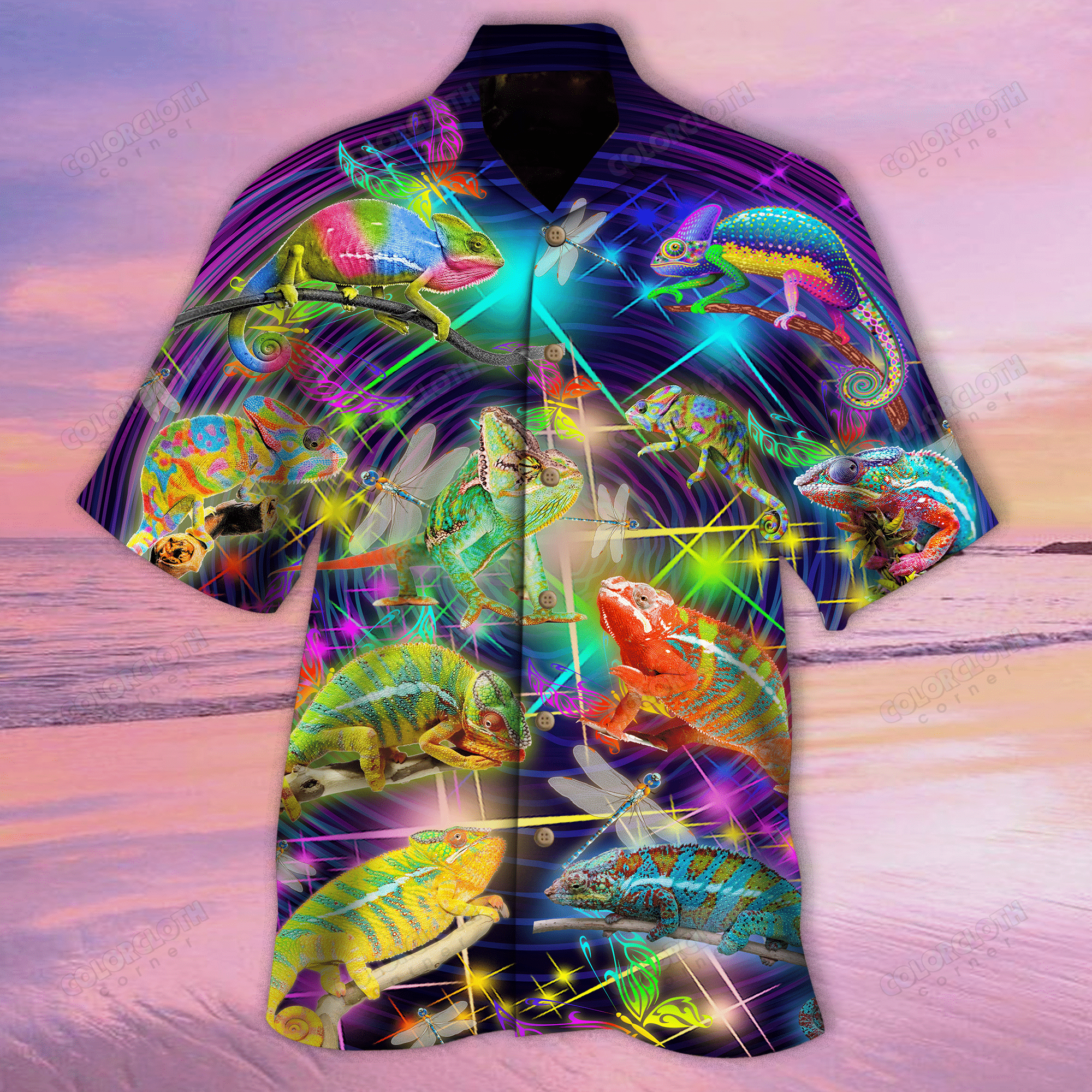 Chameleons Colorful Night Hawaiian Shirt Ha41147