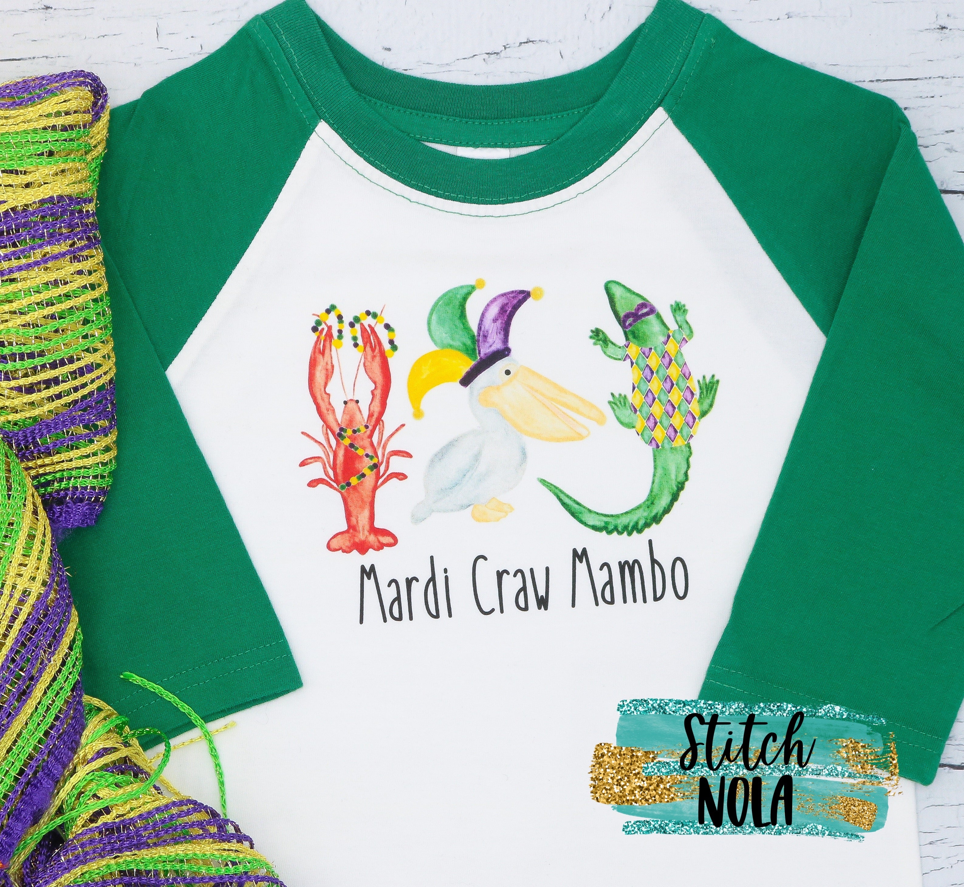 Personalized Mardi Craw Mambo, Mardi Gras Animal Trio Gator, Pelican And Crawfish Printed Shirt