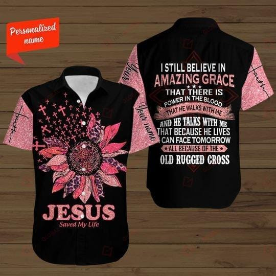 Jesus Save My Life Sunflower Pink Warrior Gift Easter Day Aloha Hawaii Shirts V Ha8035