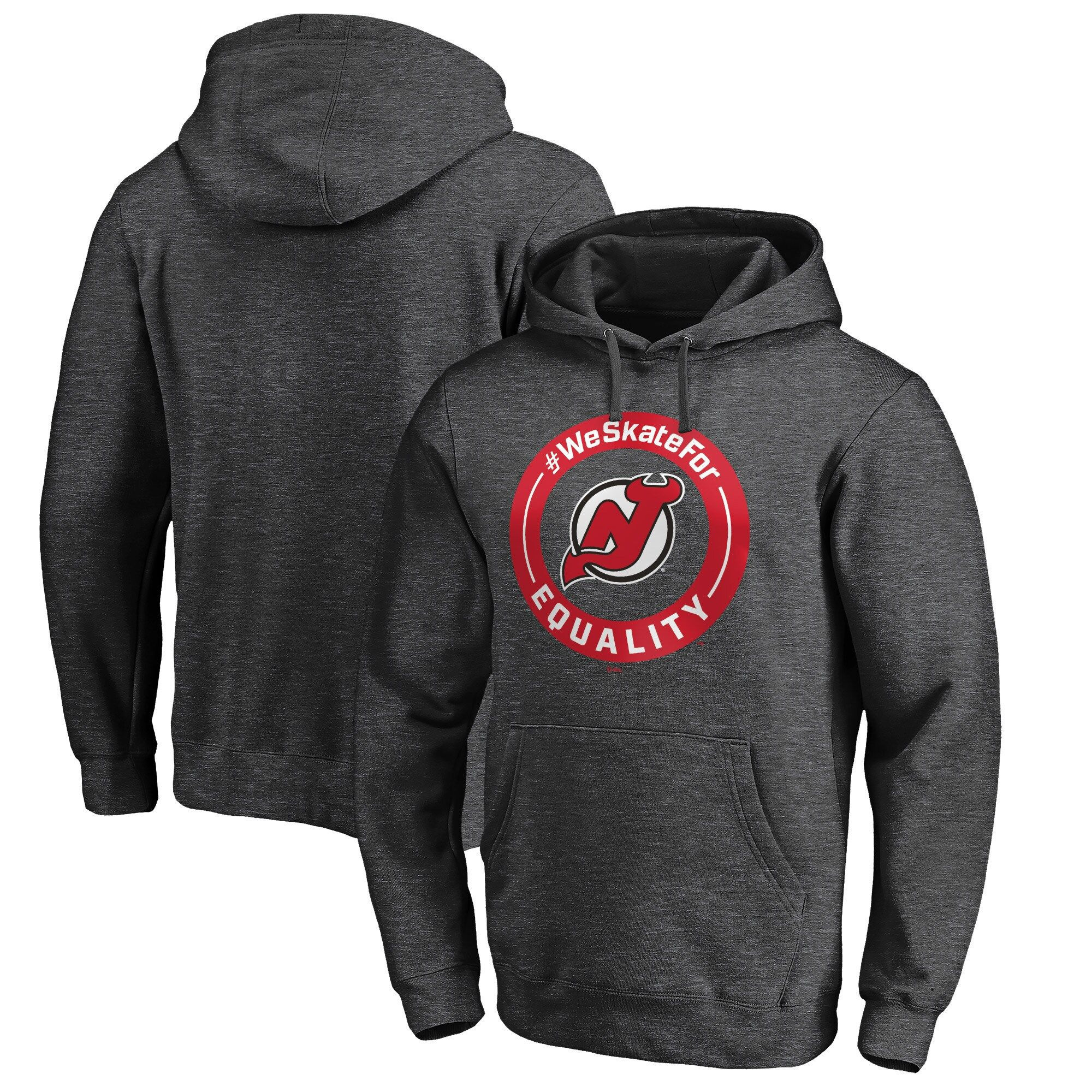 Men’S Fanatics Branded Heather Gray New Jersey Devils #Weskatefor Pullover Hoodie