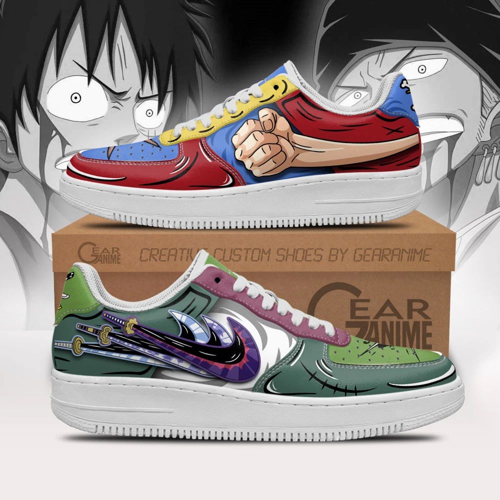 Zoro And Luffy Air Sneakers Custom Anime One Piece Shoes Unisex Men Women