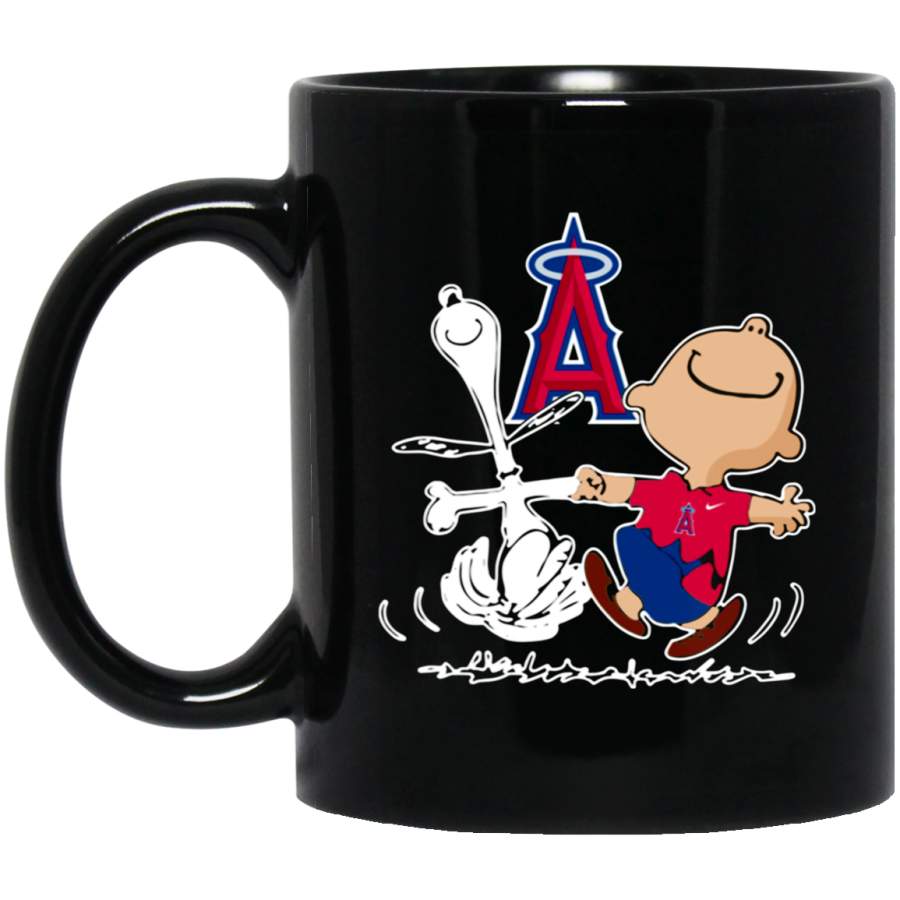 Charlie Brown & Snoopy Los Angeles Angels Mug 11 oz 15 oz Black Mug