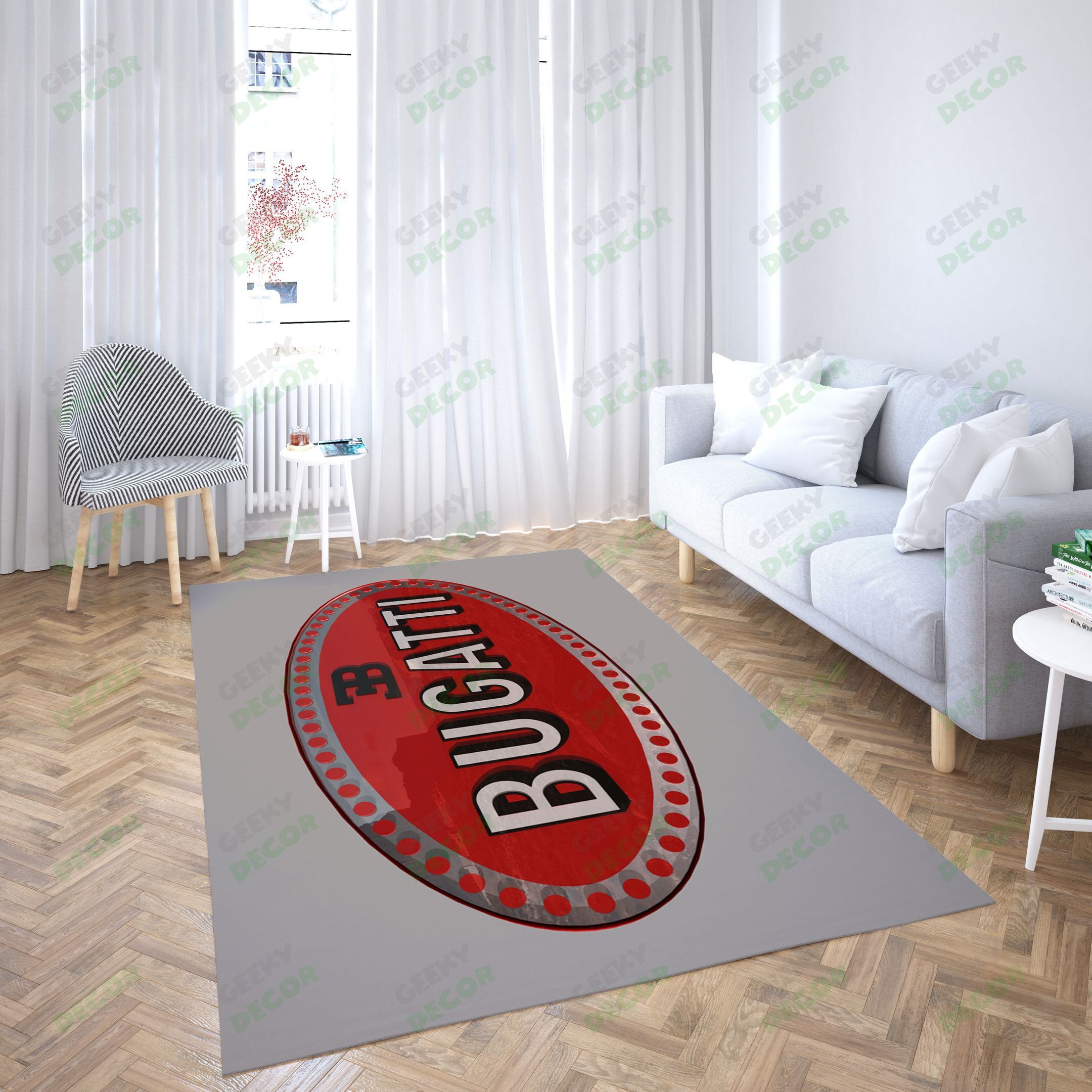 Bugatti Red Ellipse Carpet Living Room – Area Rug