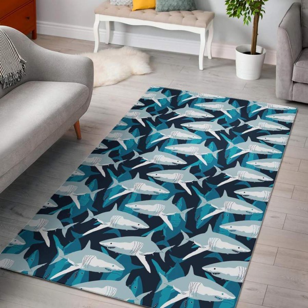 Circling Shark Pattern Print Area Rug