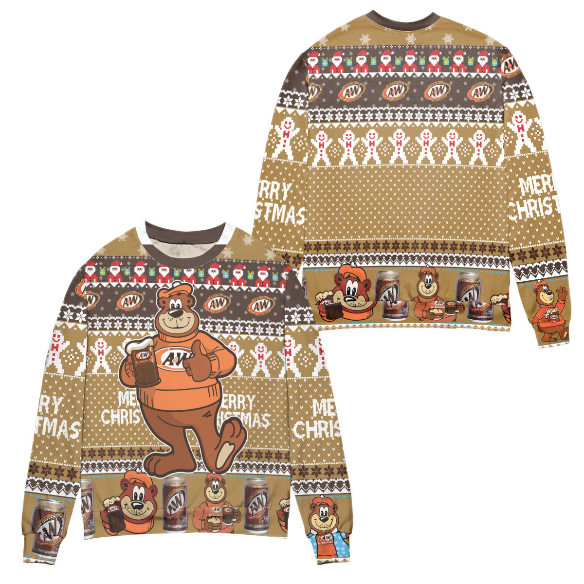 A&W Root Beer Snowflake Pattern Ugly Christmas Sweater – All Over Print 3D Sweater