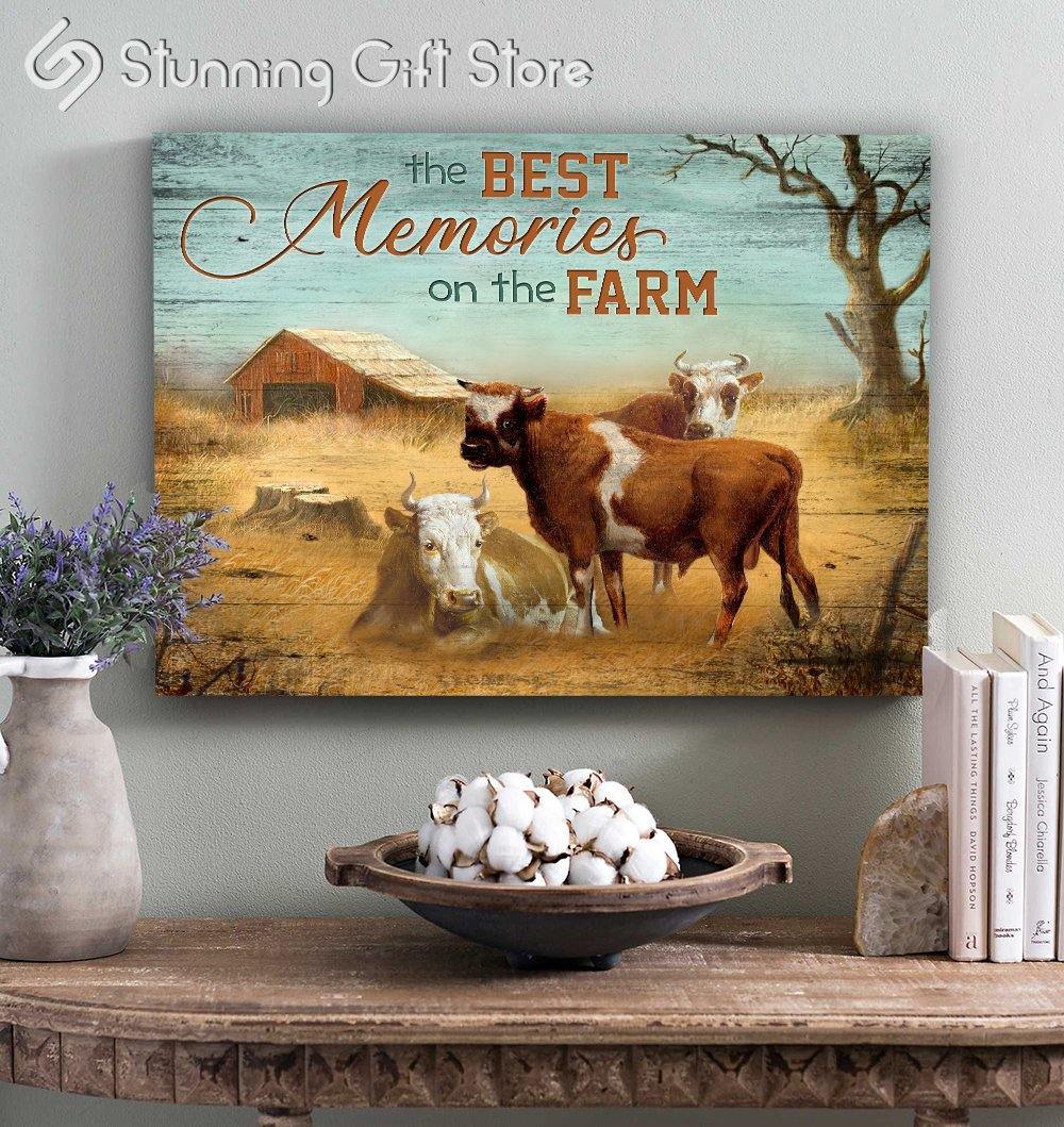 Stunning Gift Canvas Wall Art Print Animal Farm Cow Cattle Canvas Print Decor – Happy Mind 2