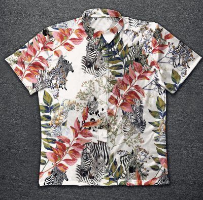 Gettyshirt Family Zebra Nv Vintage Cotton Mens Hawaiian Ha54971