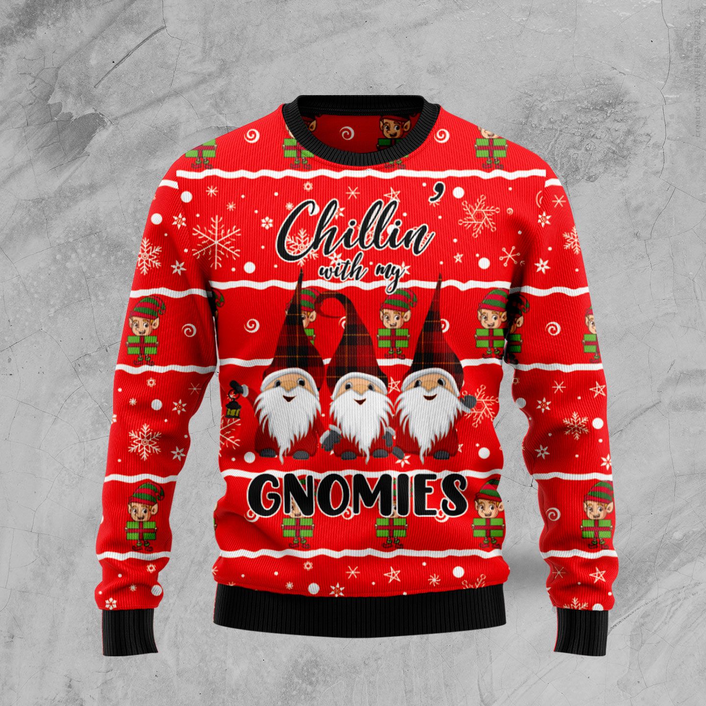 Chillin With My Gnomies HT92407 Ugly Christmas Sweater unisex womens & mens, couples matching, friends, funny family sweater gifts (plus size available)