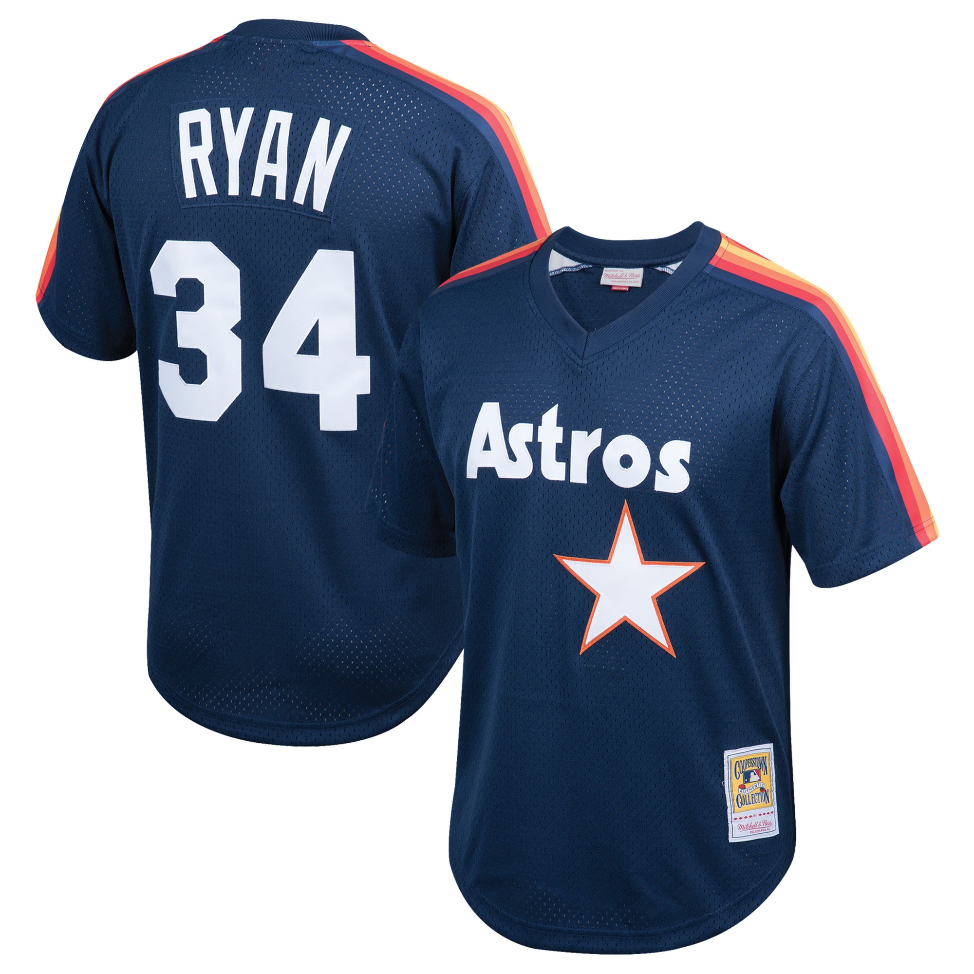 Nolan Ryan Houston Astros Mitchell & Ness Youth Cooperstown Collection Mesh Batting Practice Jersey – Navy