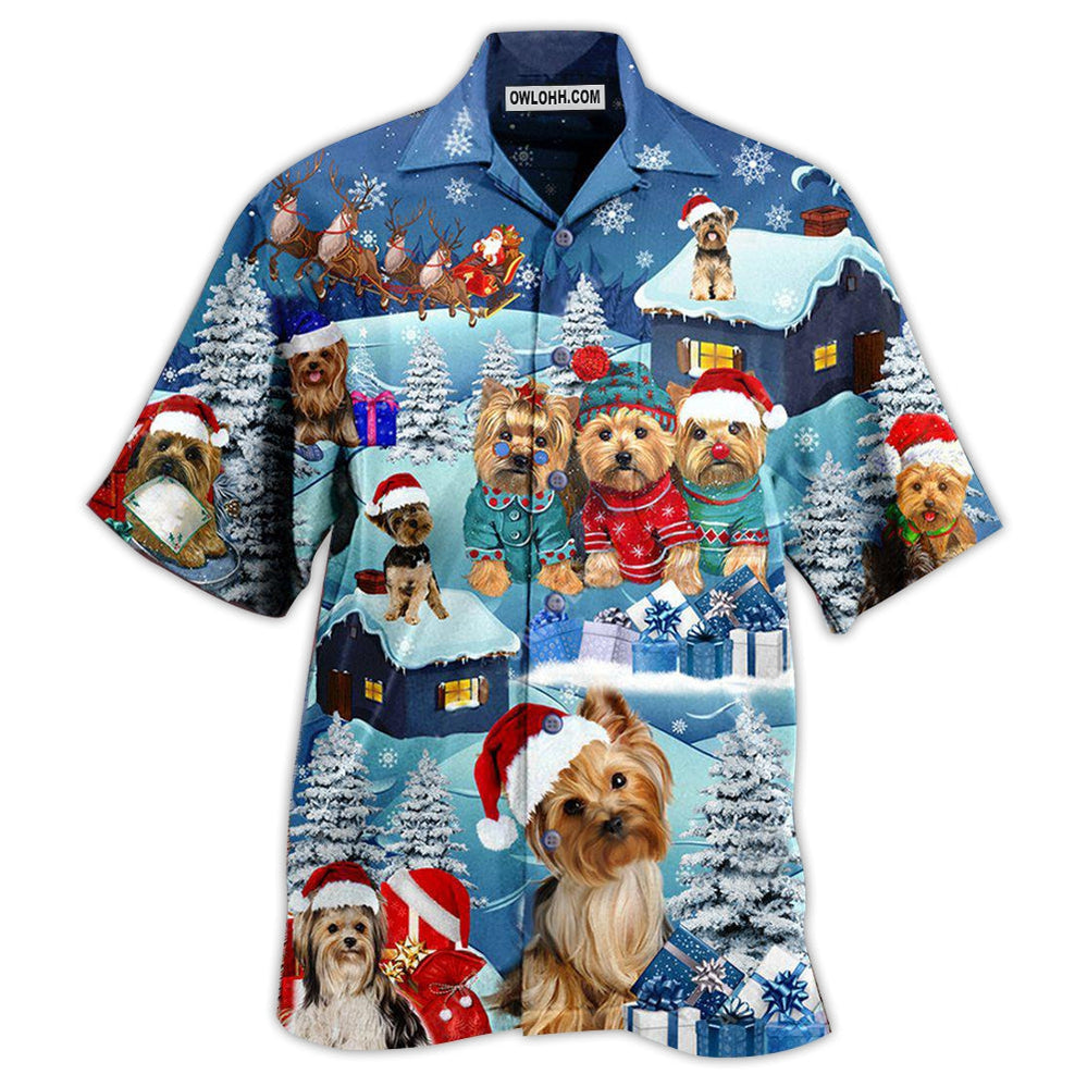 Yorkshire Terrier Through The Snow Merry Christmas – Hawaiian Shirt  – Owl Ohh