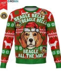 Beagle Bell All The Way Christmas For Unisex Ugly Christmas Sweater, All Over Print