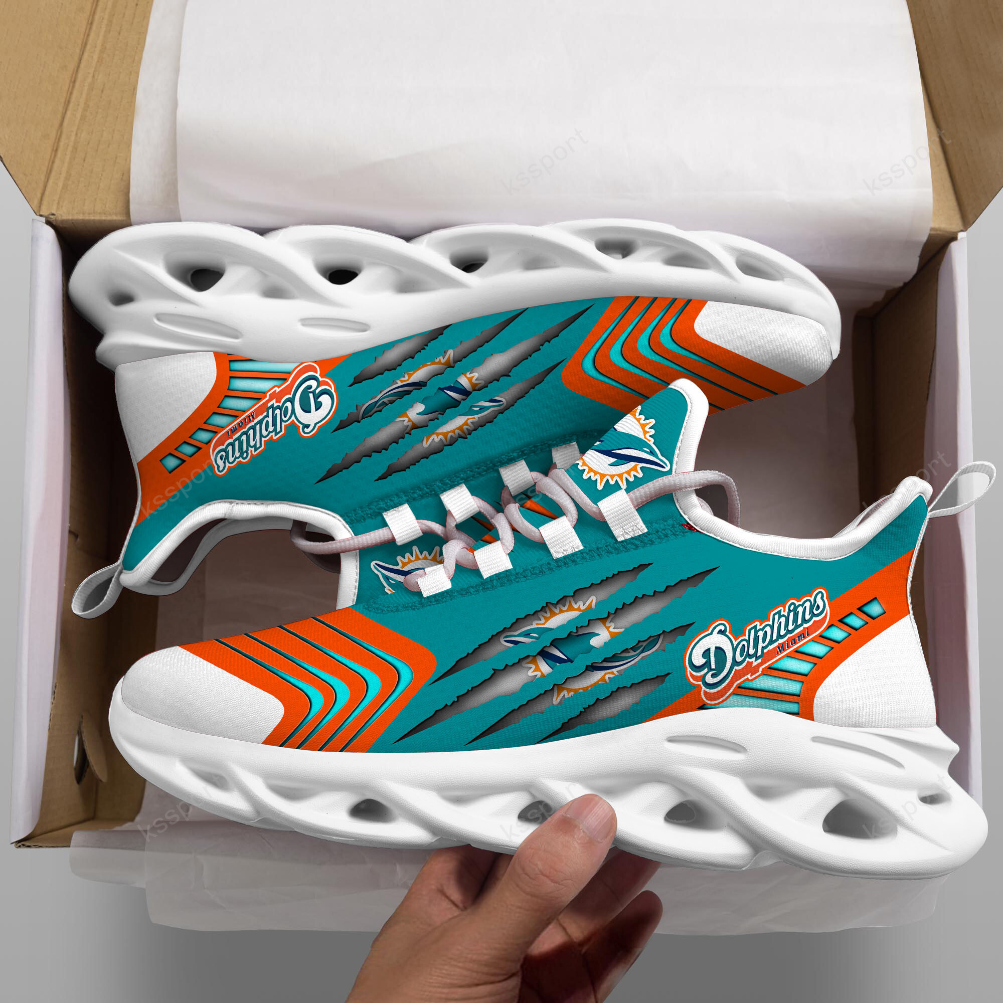 Miami Dolphins Yezy Running Sneakers Bb429